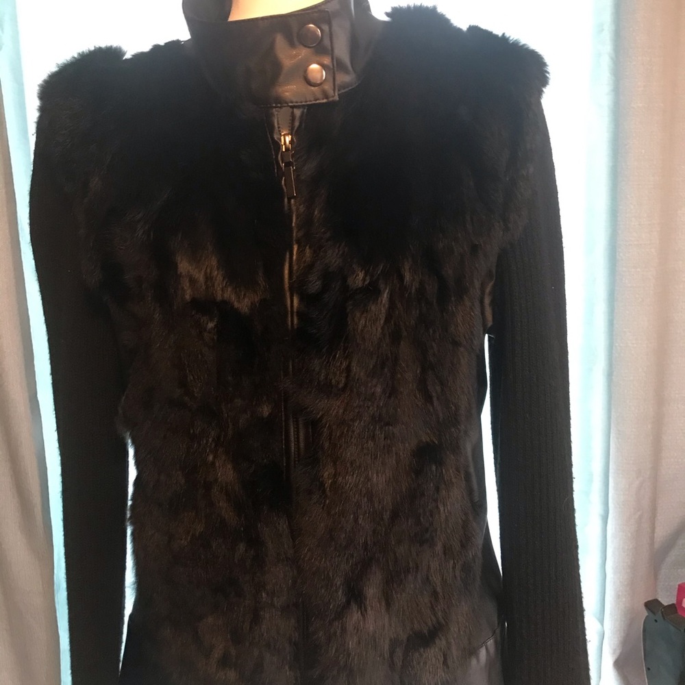Womens black fur sweater / sleeve/jacket